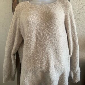 LOFT Cream Crew Neck Sweater Plush Oversized Fit